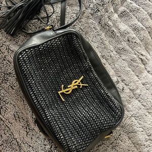 Black YSL cross body purse